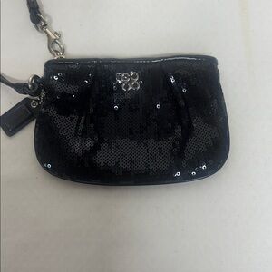 Coach Midnight Black mermaid Sequin Wristlet